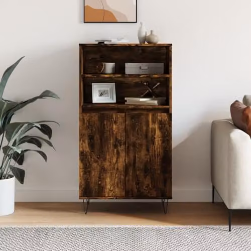vidaXL Industrial Highboard in Brown Smoked Oak and Metal, W/D/H: 60 x 36 x 110 cm – 2