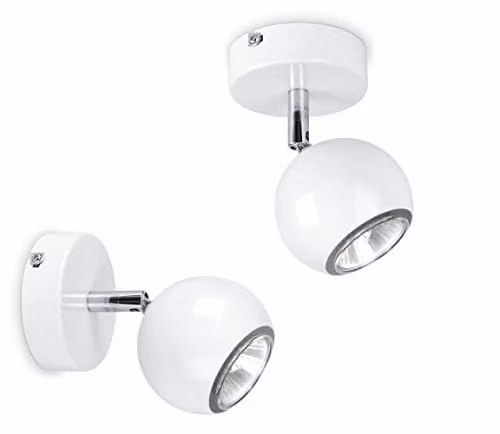 ValueLights Modern Adjustable Wall Spotlight Set of 2 in White and Chrome Finish