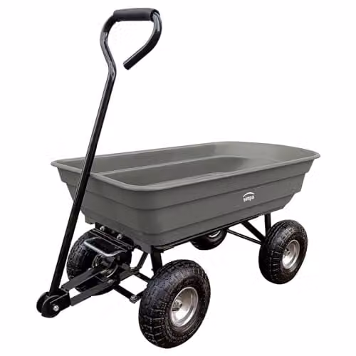 Simpa Multi-Purpose All Terrain Tipping Barrow Cart with Pneumatic Tyres, Grey, W/D/H: 50.5 x 93 x 51 cm
