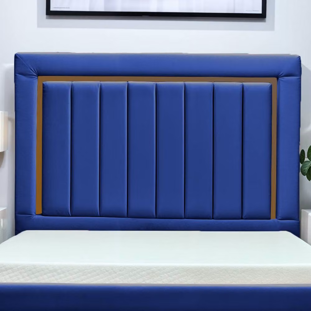UK Bed Furniture Princess Blue Velvet Upholstered Gas Lift Ottoman Bed with 48 Inch Headboard, Size: Super King, W/D/H: 200 x 200 cm – 2