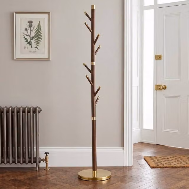 HOME LUXE INTERIOR Modern Brown and Gold Stainless Steel Freestanding Coat Rack, Height: 177 cm