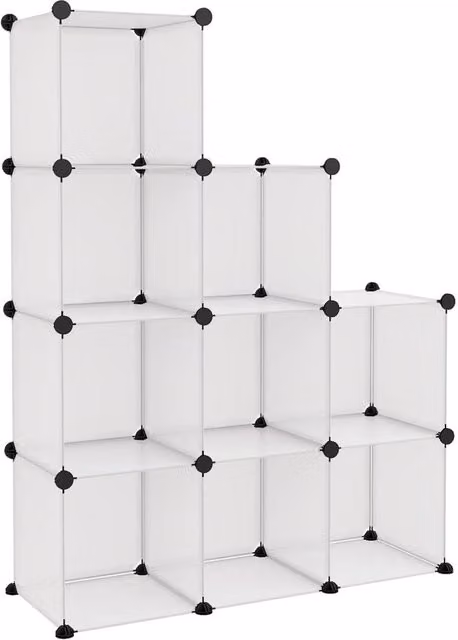 Berkfield Home 9-Cube Storage Organiser in Clear Transparent Plastic and Metal – 1