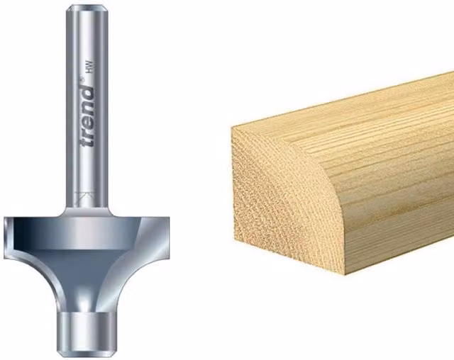 TREND 7E/2 X 1/4 Tct Pin Guided Round Over 6.3mm Radius Router Bit, Grey