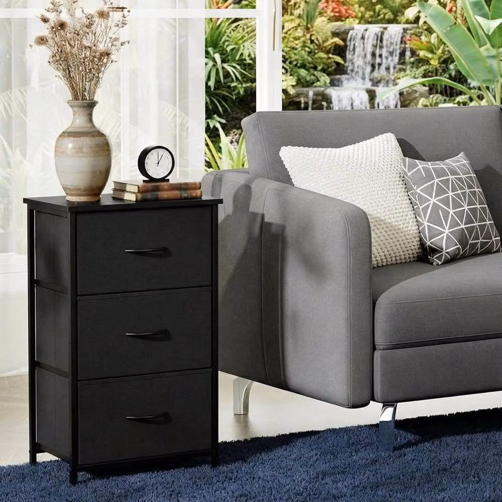 KORVIXA 3-Drawer Dresser with Removable Black Fabric Bin Storage – 4
