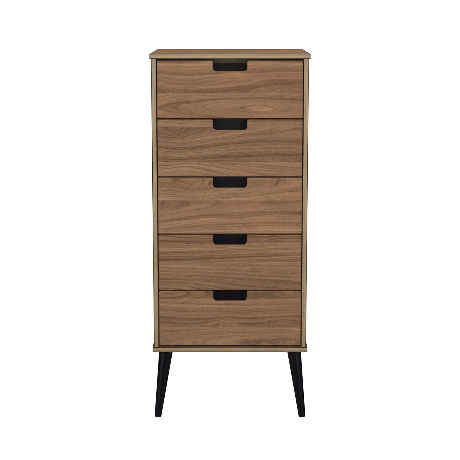 Ready Assembled 2 U Taiwan 5 Drawer Tall Bedside Chest in Walnut – 2