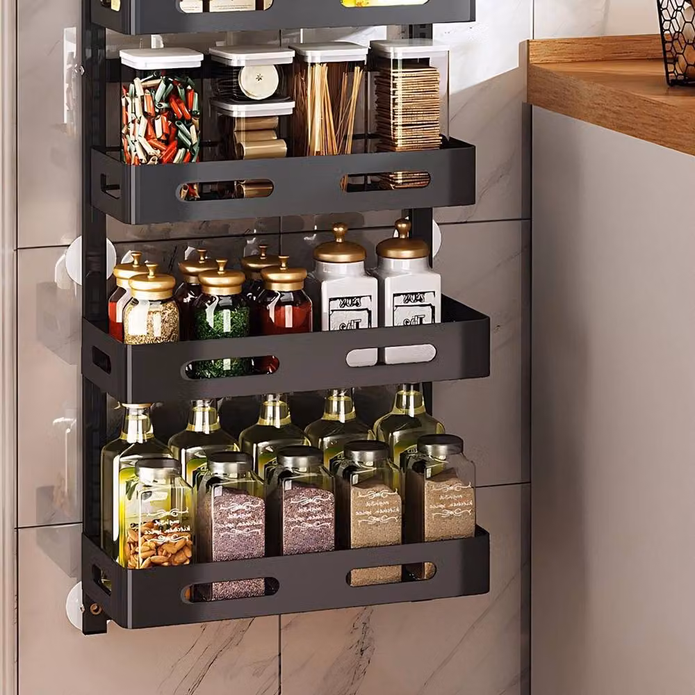 KORVIXA Black Metal Over Door Hanging Kitchen Storage Organiser, Height: 172 cm, Width: 100 cm – 5
