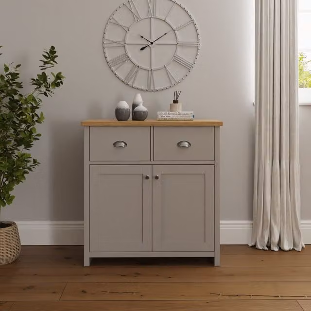 GFW Lancaster Compact Sideboard in Grey and Oak – 2