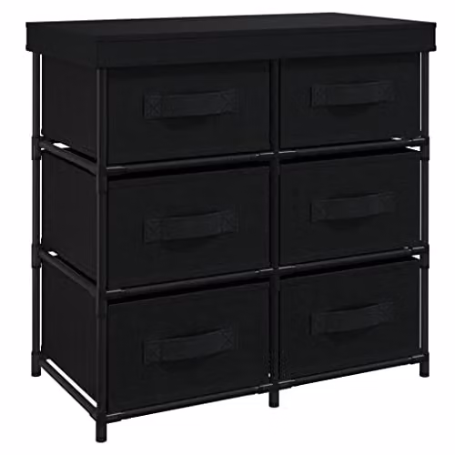 vidaXL Modern Black Metal Storage Cabinet with 6 Drawers W: 55 cm, D: 29 cm, H: 55 cm – 1