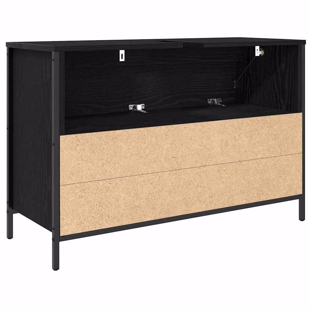 Berkfield Home Black Oak Bathroom Basin Cabinet with Drawers W: 90 cm, D: 34.5 cm, H: 60 cm – 6