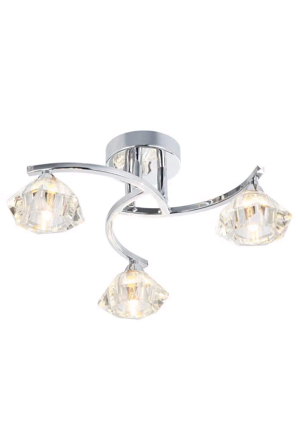 Harper Living Spiral Semi-Flush Ceiling Light with 3 Clear Glass Shades in Polished Chrome and Silver Finish – 2