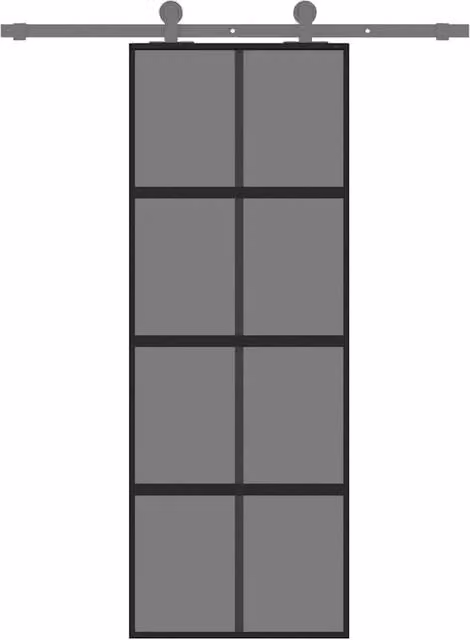 Berkfield Home Modern Black Sliding Door with Transparent Tempered Glass and Aluminium, W: 76 cm, H: 205 cm – 1