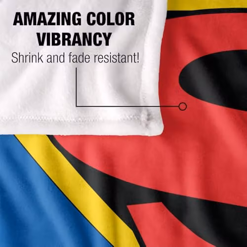 LOGOVISION Superman 1941 Shield Super Soft Silky Touch Fleece Throw Blanket, Multicolour, W: 127.0 cm x D: 152.4 cm x H: 152.4 cm – 3