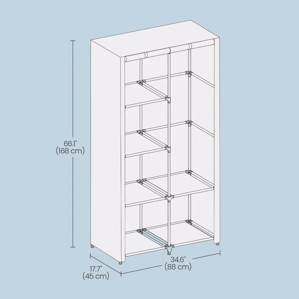 KORVIXA Portable Closet with Non-Woven Fabric Cover in Grey, Width: 100 cm – 2