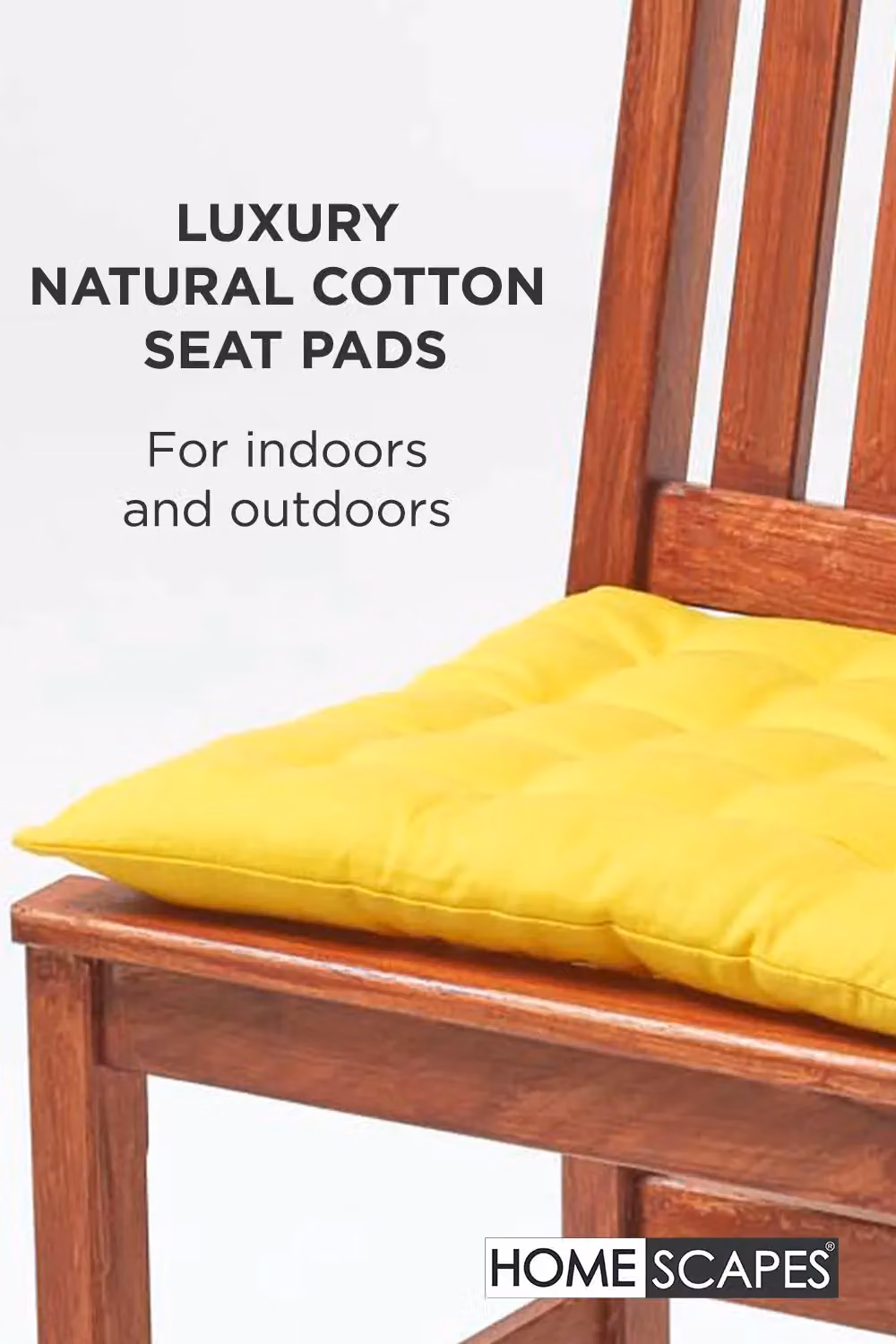 Homescapes 6 Pack Luxury Quilted Cotton Seat Pads in Yellow, W/D/H: 40 x 40 x 40 cm – 2
