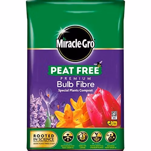Miracle-Gro Premium Bulb Fibre Peat Free Compost, 20 Litre Bag, Purple
