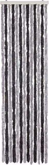 Berkfield Home Grey and Black Striped Chenille Soft Fly Curtain, W: 56 cm, H: 200 cm – 1