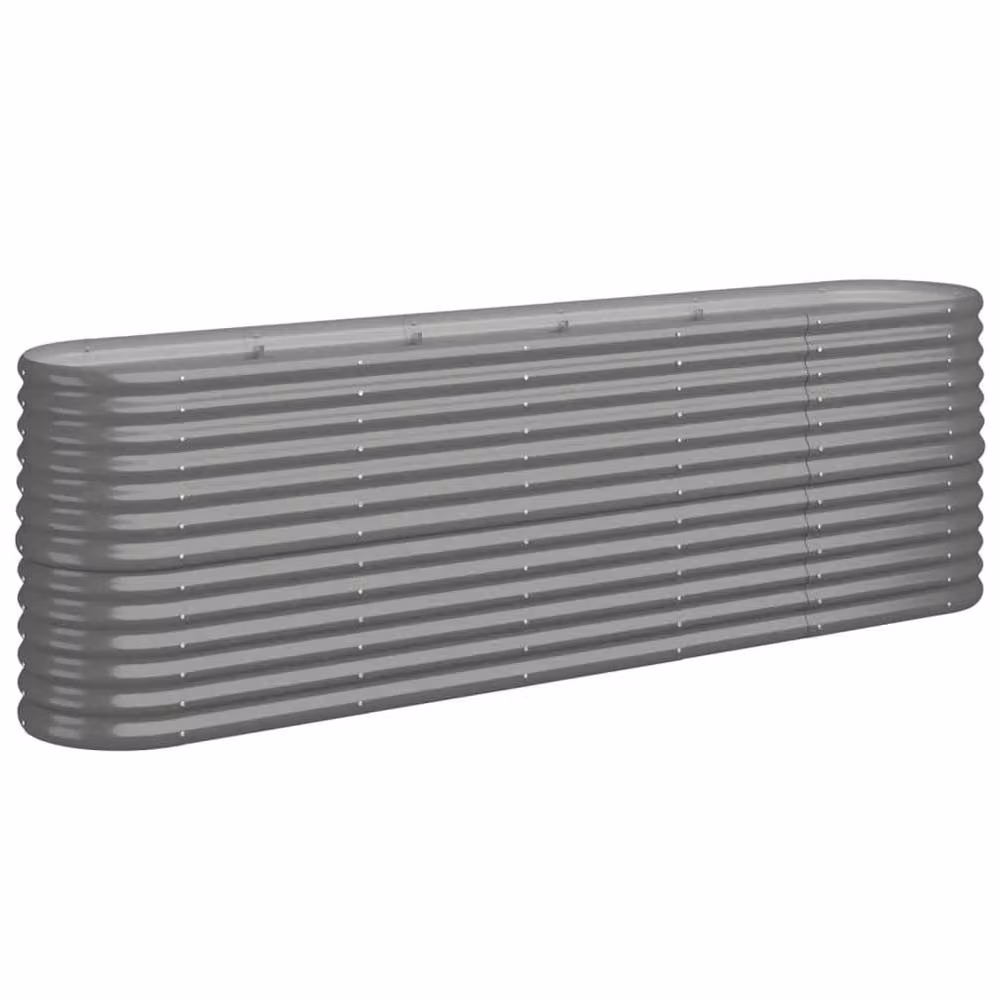 Berkfield Home Garden Grey Powder-coated Steel Raised Bed W/D/H: 224 x 40 x 68 cm – 2