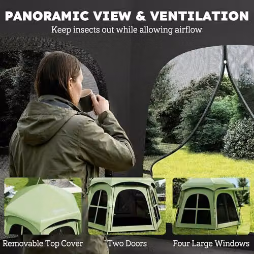Outsunny Pop Up Tent with 2 Doors and Carry Bag, 3000mm Waterproof, Green – 5