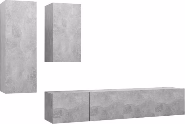 Berkfield Home 4 Piece Modern TV Cabinet Set in Matt Concrete Grey MDF – 1
