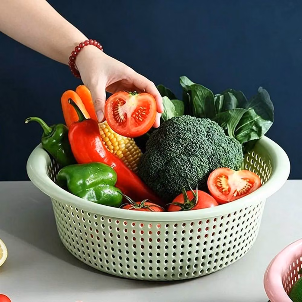 FLAVORA Multicolour Round Plastic Colander Bowl, Diameter: 23 cm – 4