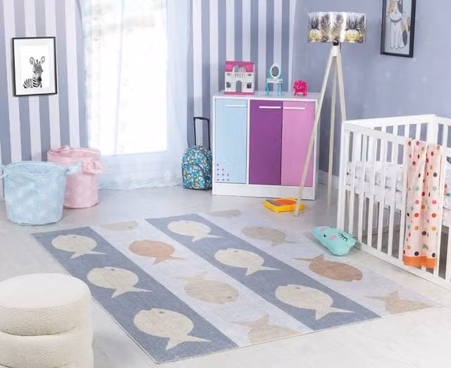 Livabliss Lilian Washable Kids Rug in Beige, Orange, Grey and Yellow, W: 120 cm, L: 170 cm