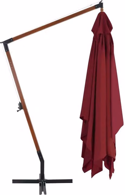 Berkfield Home Elegant Cantilever Garden Umbrella with Bamboo Pole, Bordeaux Red, W: 400 cm, D: 300 cm – 1