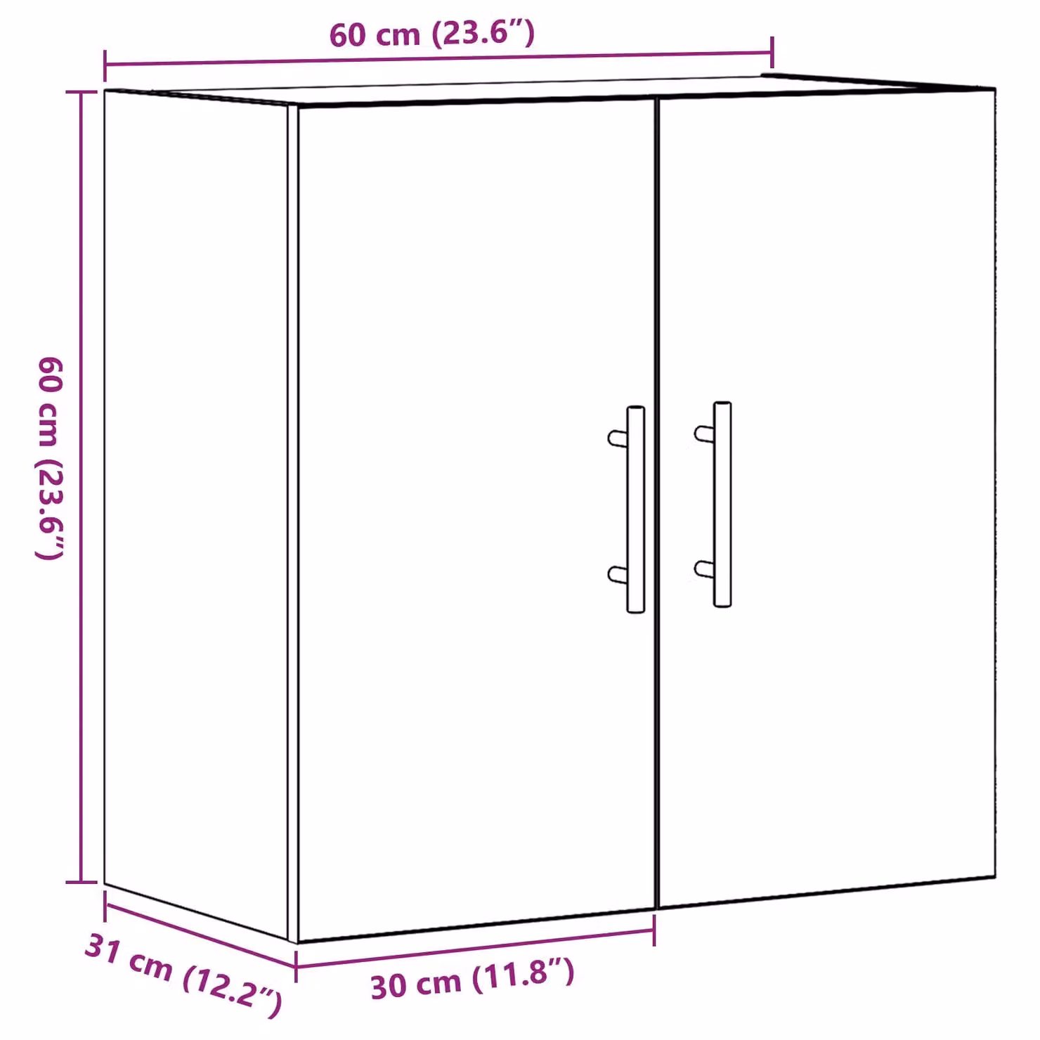 Berkfield Home Modern Wall Mounted Cabinet in Black Oak, W/D/H: 60 x 31 x 70 cm – 6