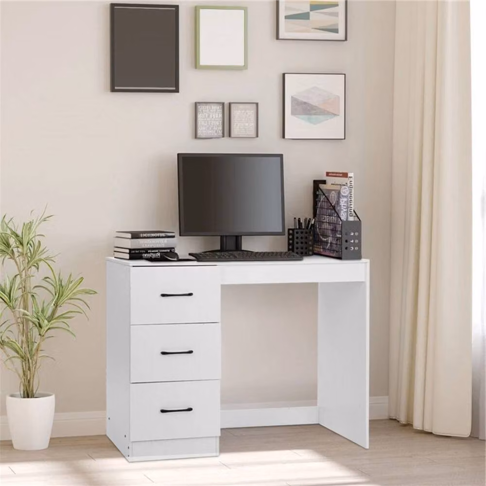 Nordara White 3-Drawer Modern Makeup Dressing Table – 2