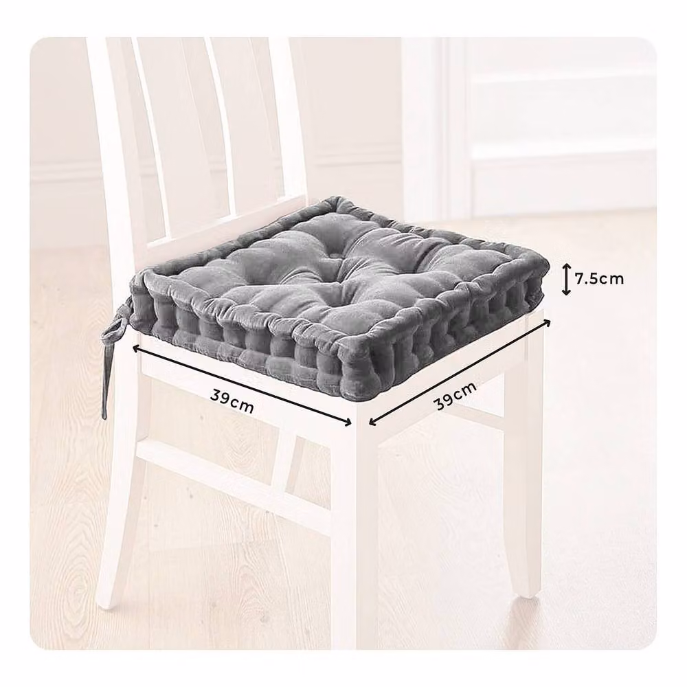 Coopers of Stortford Reversible Velvet Booster Cushion for Adults, Grey, W/D/H: 39 x 39 x 7.5 cm – 3