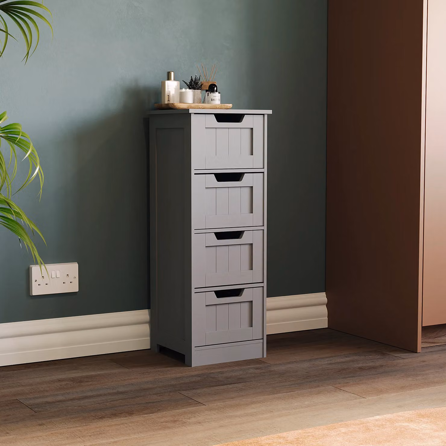 Home Discount Vida Priano 4 Drawer Freestanding Bathroom Storage Unit, Dark Grey, W/D/H: 81 x 30 x 30 cm – 4
