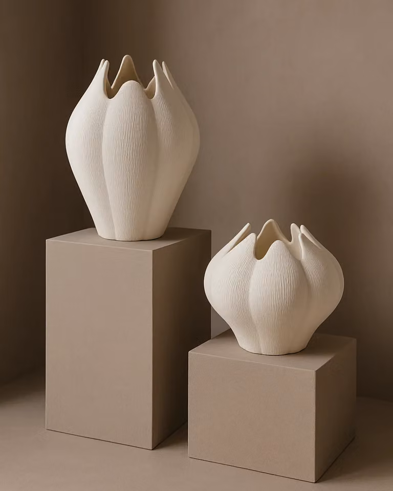 Tommy Franks Celeste I White Ceramic Tabletop Pot, W: 28.0 cm, D: 40.0 cm, H: 28.0 cm