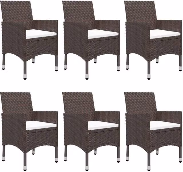 Berkfield Home 7 Piece Modern Acacia Wood and Rattan Garden Dining Set with Cushions in Brown
