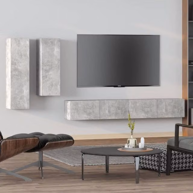 Berkfield Home 4 Piece TV Cabinet Set in Concrete Grey Engineered Wood