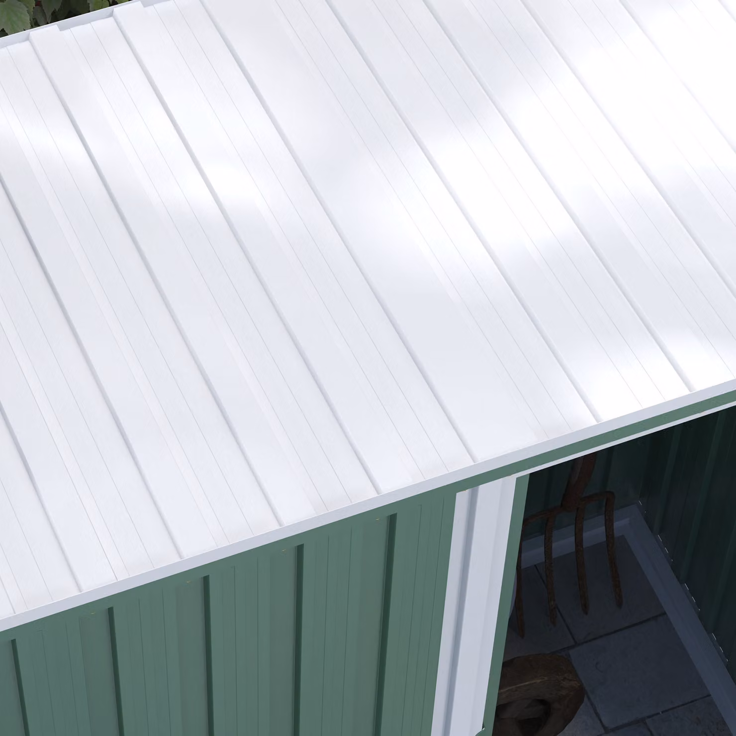 Outsunny Green Metal Garden Storage Shed with Sliding Door and Sloped Roof, W/D/H: 152.4 x 91.44 x 182.0 cm – 7