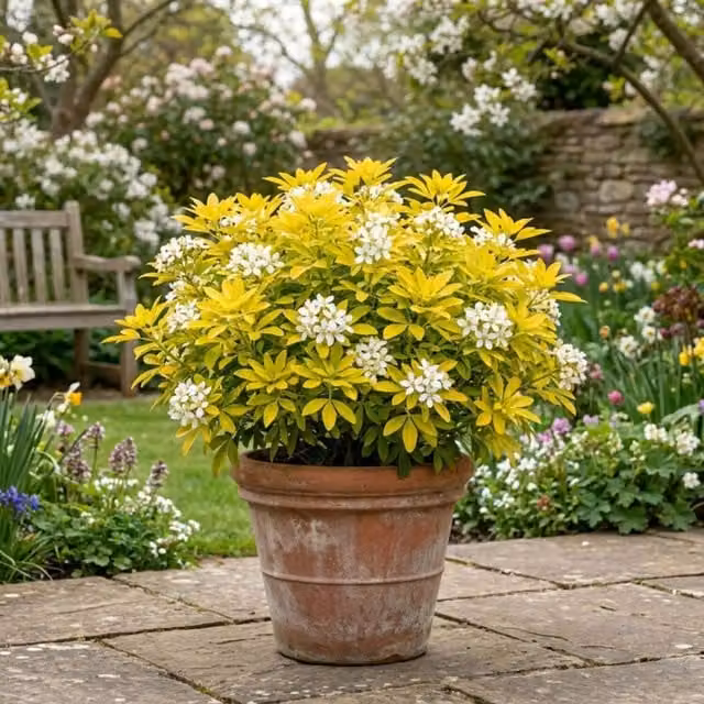 Choisya Sundance Mexican Orange Ornamental Shrub, Yellow and White, 7.5L