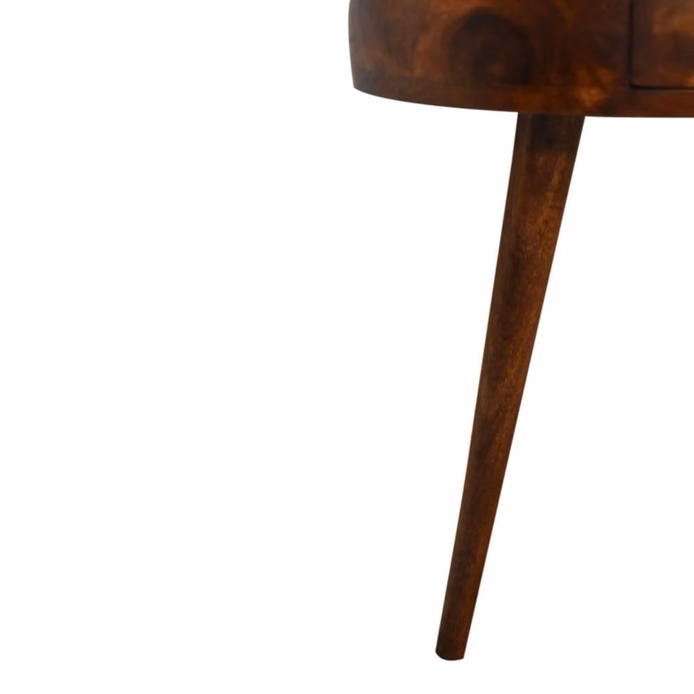 Wyld Haus Collioure Chestnut Mango Wood Semi Circle Bedside Table with Drawer in Brown – 5