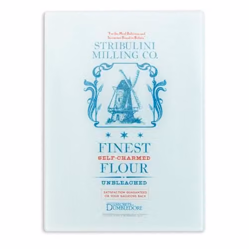 Fantastic Beasts Stribulini Milling Co. Rectangular Glass Chopping Board, Multicolour and White