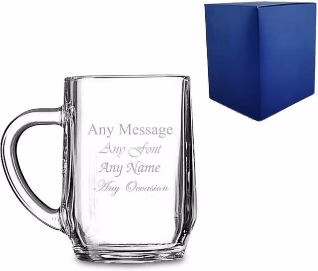 Uniqueful Personalised Engraved Haworth Beer Tankard, 20oz, Silver Finish and Clear Glass