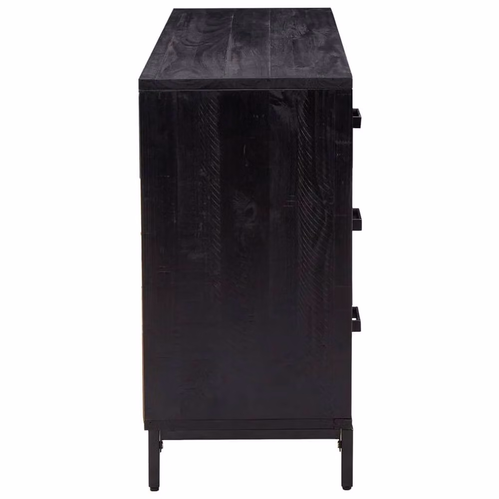 Berkfield Home Black Solid Pinewood Sideboard W/D/H: 110 x 35 x 70 cm – 4