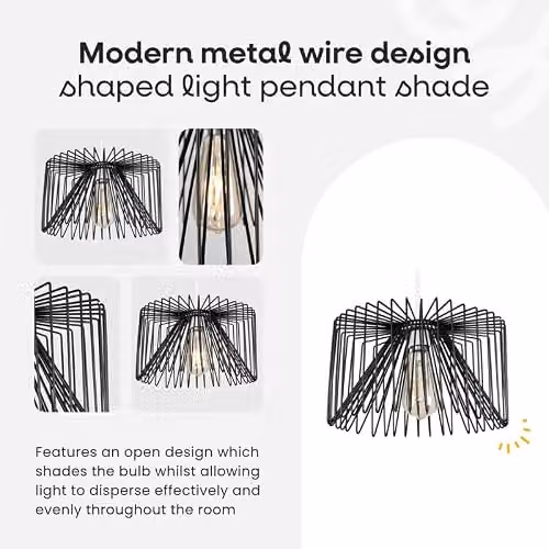 ValueLights Amadeus Modern Black Metal Ceiling Pendant Shade, Width: 18 cm – 2