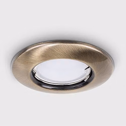 MiniSun Pack of 6 Modern Antique Brass Recessed GU10 Ceiling Downlights with 6500K Cool White LED Bulbs – 2