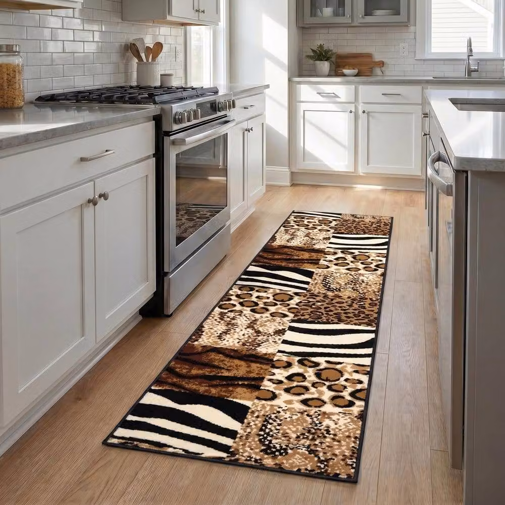Bravich LTD Animal Print Safari Hallway Runner Rug, Non-Slip Low Pile Polypropylene, Multicolour, W: 60 cm, L: 810 cm – 2