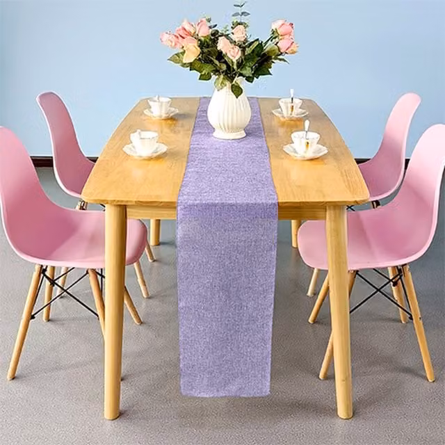 Neel Blue Jute Hessian Table Runner, W: 29 cm, L: 275 cm