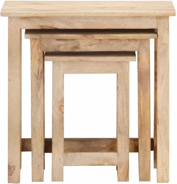 Berkfield Home Nesting Tables, Set of 3, Solid Mango Wood, Light Brown – 1