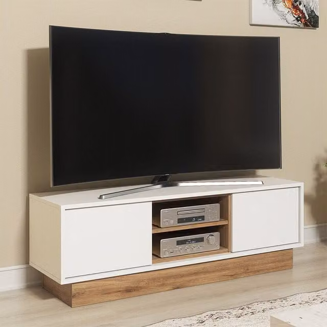 Creative Furniture Aremi Loft TV Unit in White and Oak, Width: 120 cm
