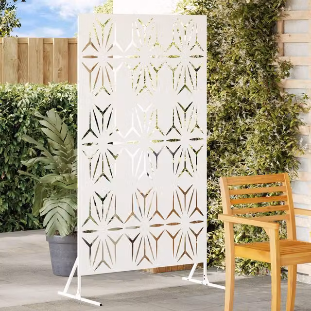 Berkfield Home White Steel Rectangular Privacy Screen W: 100 cm, D: 50 cm, H: 180 cm – 1