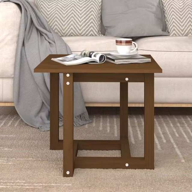 Berkfield Home Honey Brown Solid Wood Pine Coffee Table W/D/H: 50 x 50 x 45 cm – 1