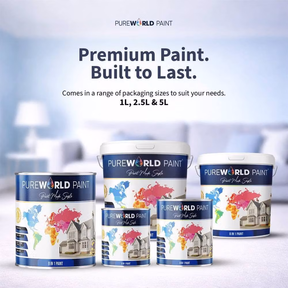 Pureworld Multi Surface Indoor and Outdoor All-In-One Water Based Matt Paint in White, 20 l – 7