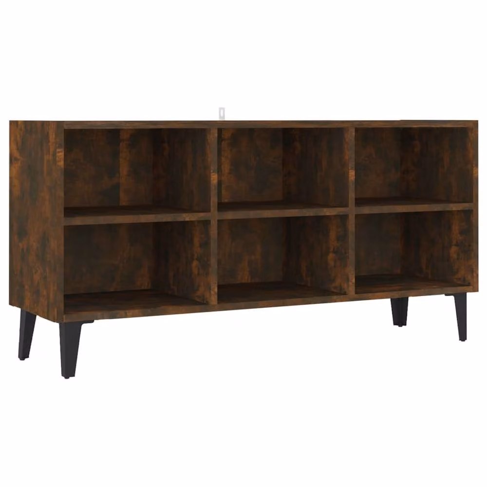 Berkfield Home TV Cabinet in Smoked Oak and Brown with Metal Legs, W: 103.5 cm, D: 30 cm, H: 50 cm – 3