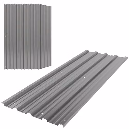 Outsunny Pack of 12 Galvanised Steel Metal Roofing Sheets, Grey – 1